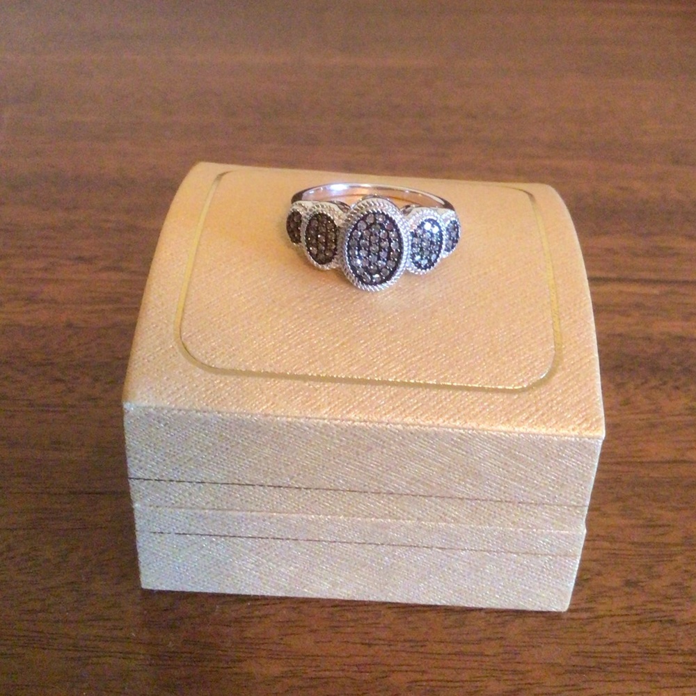 Sterling Silver Cognac Diamond Ring